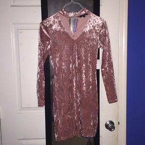 Pink velvet choker dress
